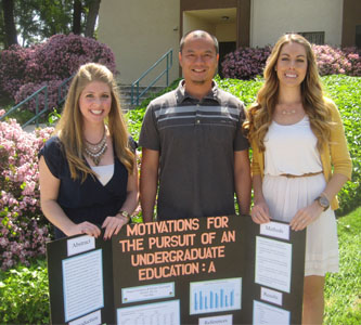 Megan (right) and Kirstin (left) with Dr. John Lu (center)